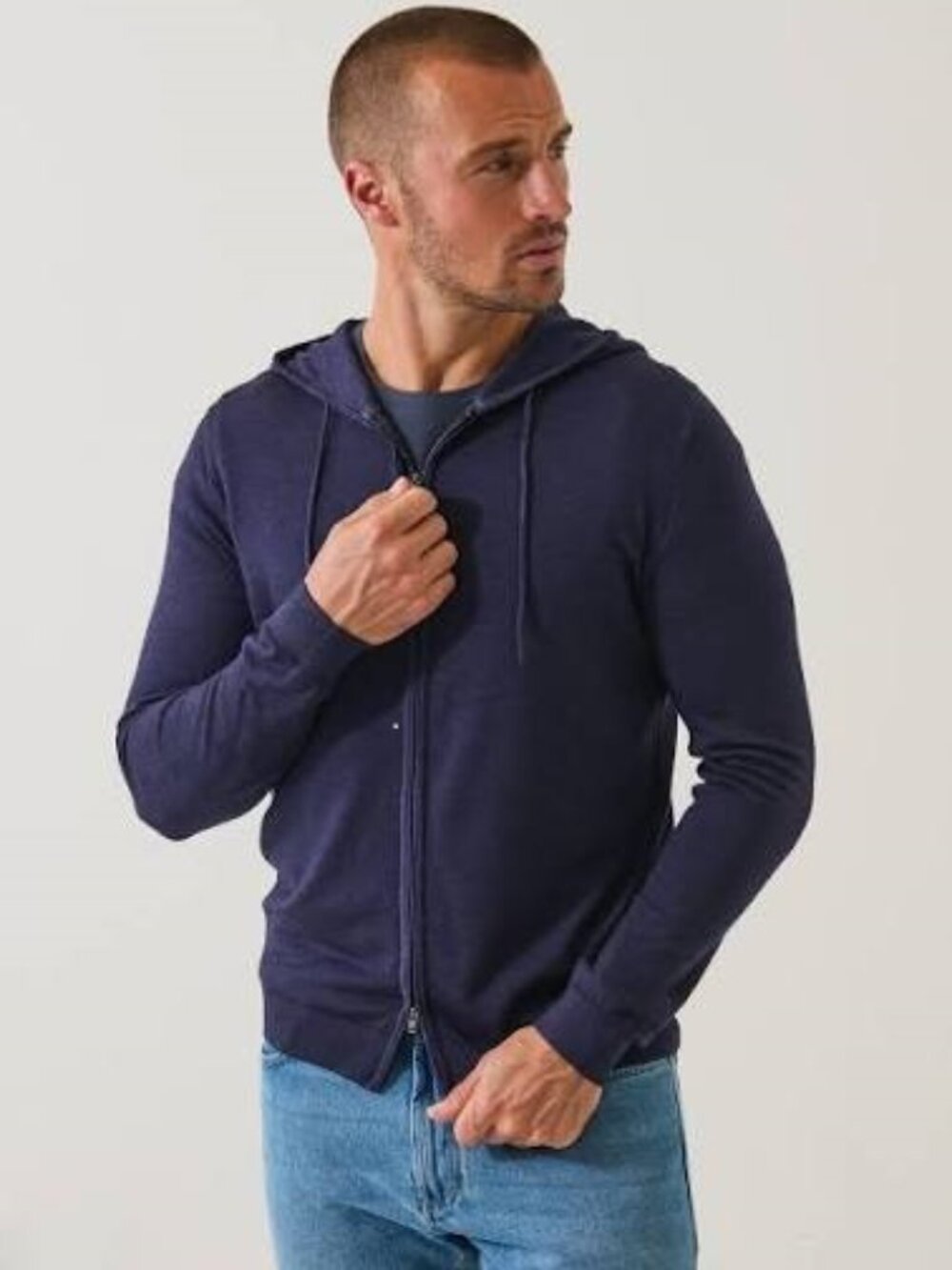 Patrick Assaraf Extra-Fine Merino Vintage Wash Full Zip Hoodie Purple size XXL